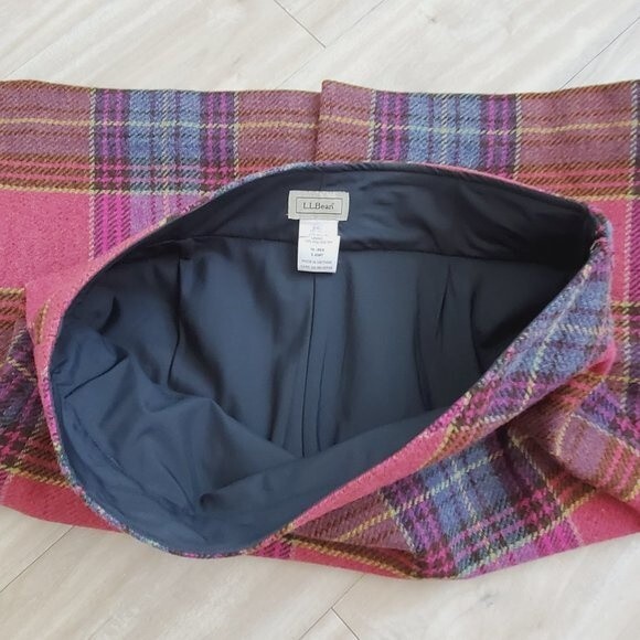 L.L. Bean Pink Plaid Wool Pencil Skirt - Picture 9 of 10